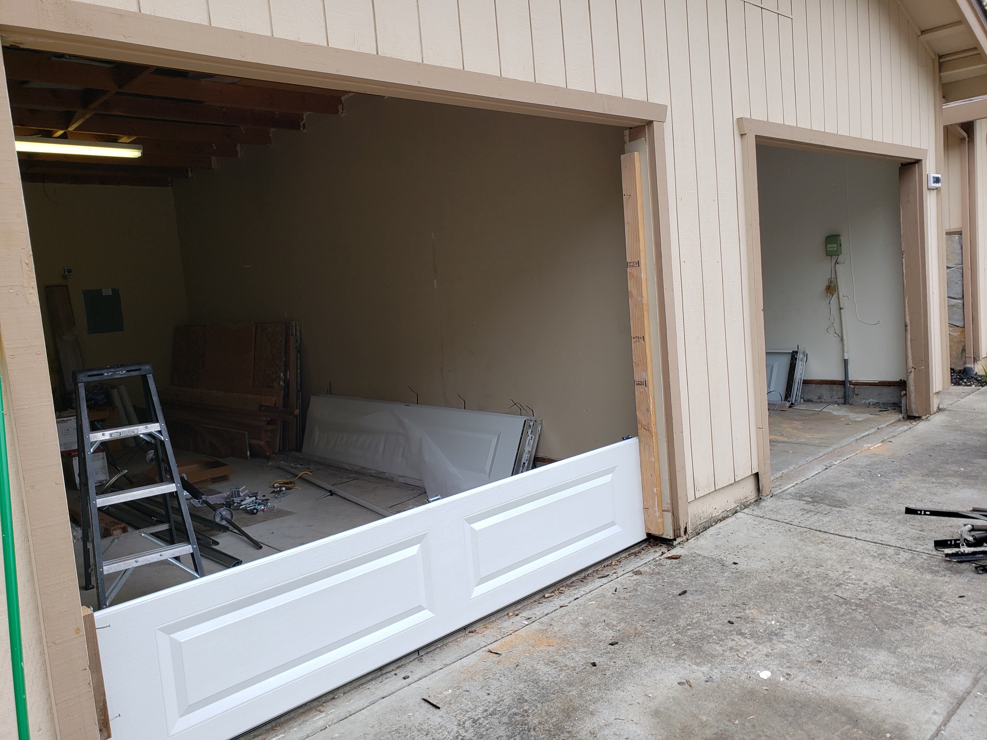 Before two-door garage installation